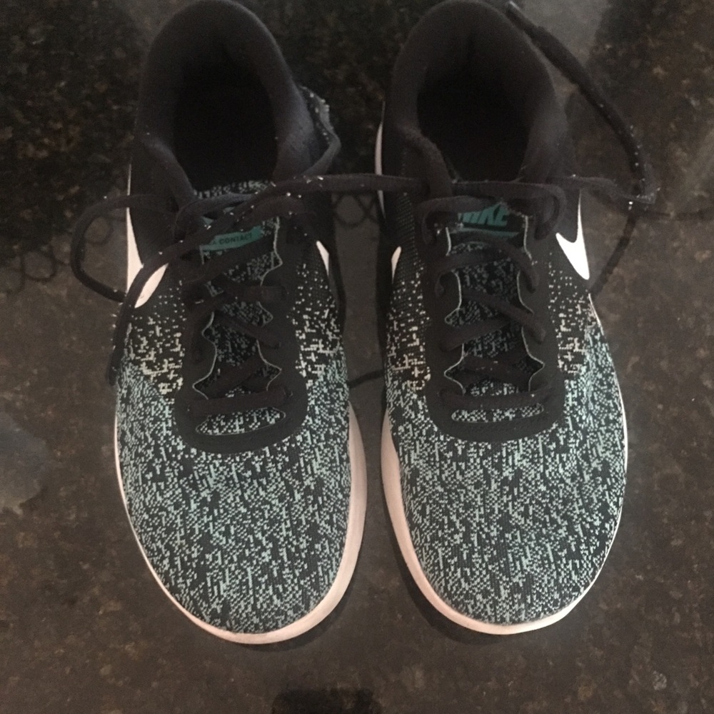 Teal and black running nikes